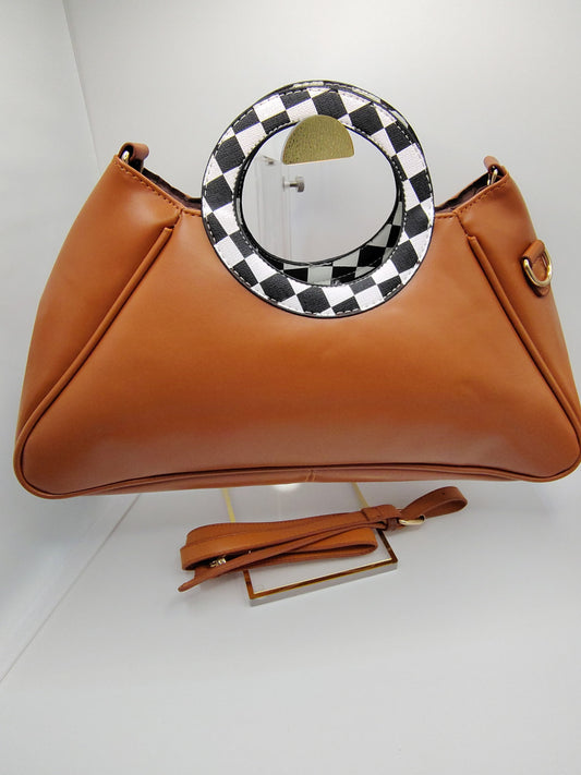 Caramel Checkered Purse