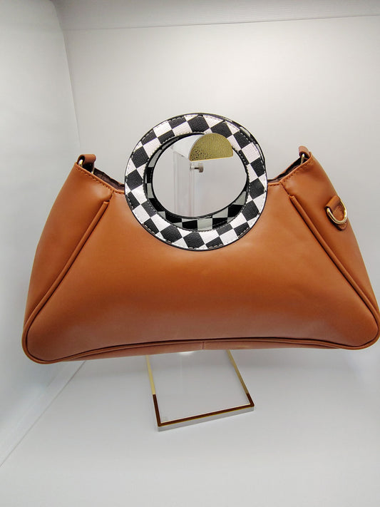 Caramel Checkered Purse